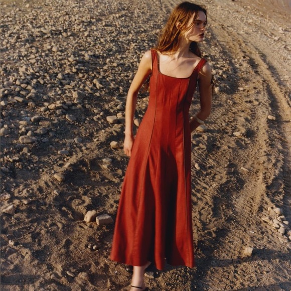 Christian Lacroix Dresses & Skirts - ✨NWT Christian Lacroix Vibrant Orange Linen Midi Dress | Sleeveless | Size 6 ✨